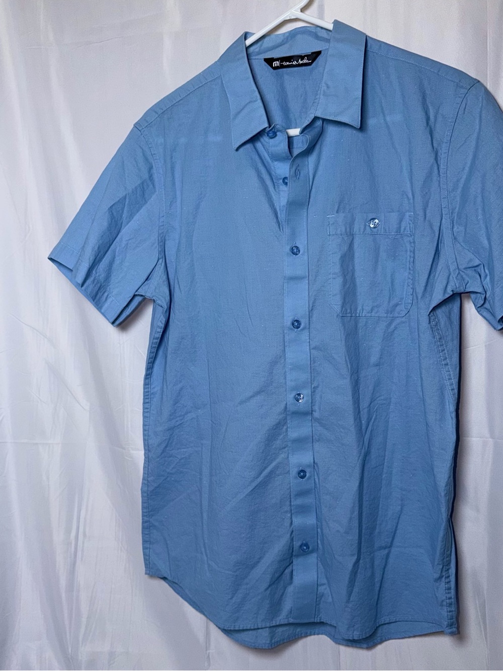 Travis Mathew Light Blue Short-Sleeve Button-Down Shirt